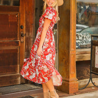 Elizabeth Midi Dress in Rust and Floral-Dresses-Ave Shops-[option4]-[option5]-[option6]-[option7]-[option8]-Shop-Boutique-Clothing-for-Women-Online