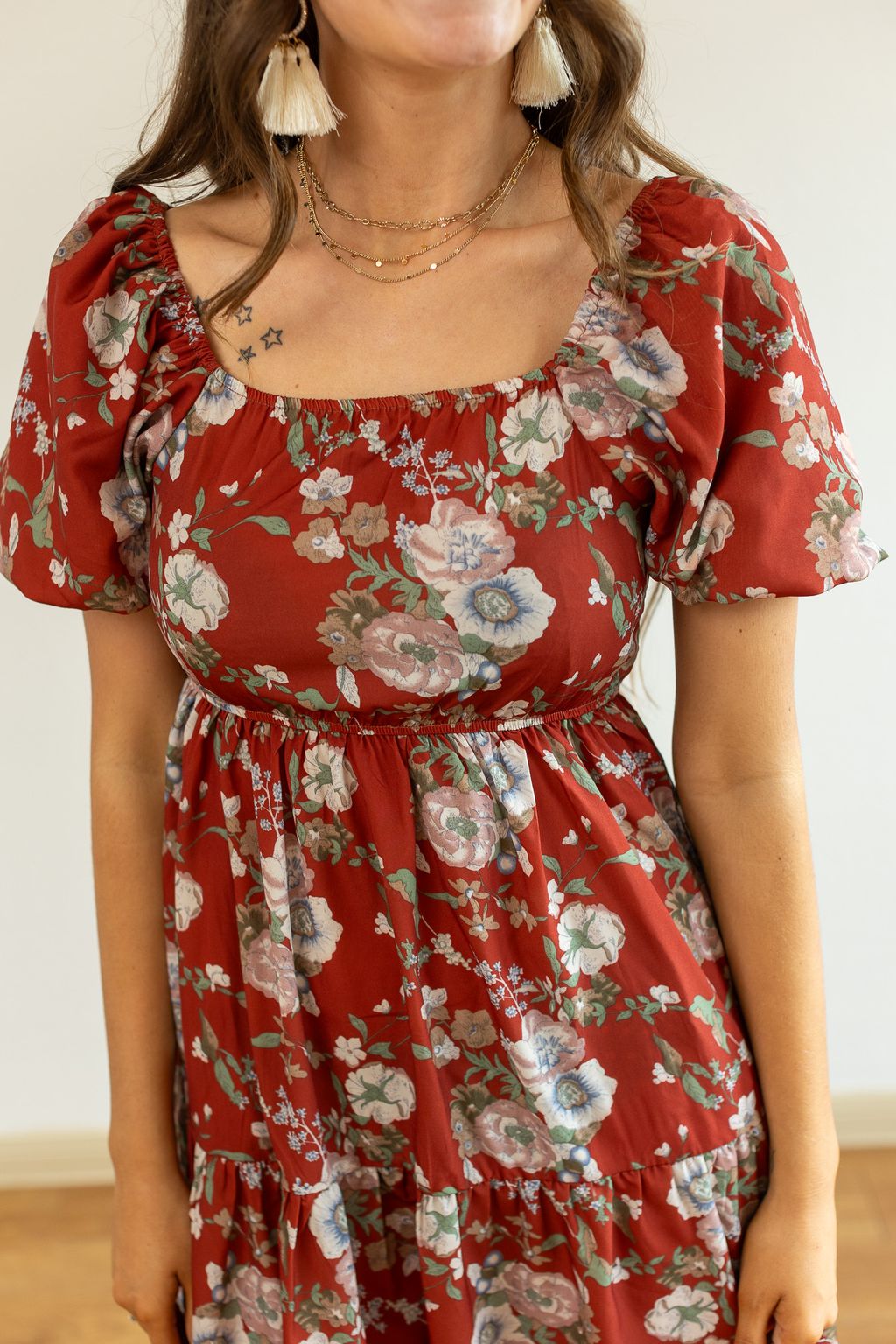 Elizabeth Midi Dress in Rust and Floral-Dresses-Ave Shops-[option4]-[option5]-[option6]-[option7]-[option8]-Shop-Boutique-Clothing-for-Women-Online