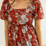 Elizabeth Midi Dress in Rust and Floral-Dresses-Ave Shops-[option4]-[option5]-[option6]-[option7]-[option8]-Shop-Boutique-Clothing-for-Women-Online