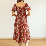 Elizabeth Midi Dress in Rust and Floral-Dresses-Ave Shops-[option4]-[option5]-[option6]-[option7]-[option8]-Shop-Boutique-Clothing-for-Women-Online
