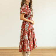 Elizabeth Midi Dress in Rust and Floral-Dresses-Ave Shops-[option4]-[option5]-[option6]-[option7]-[option8]-Shop-Boutique-Clothing-for-Women-Online