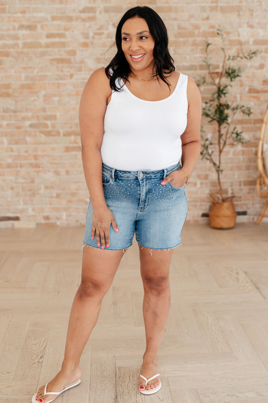 Judy Blue Elle High Rise Rhinestone Cutoff Shorts-Denim-Ave Shops-[option4]-[option5]-[option6]-[option7]-[option8]-Shop-Boutique-Clothing-for-Women-Online