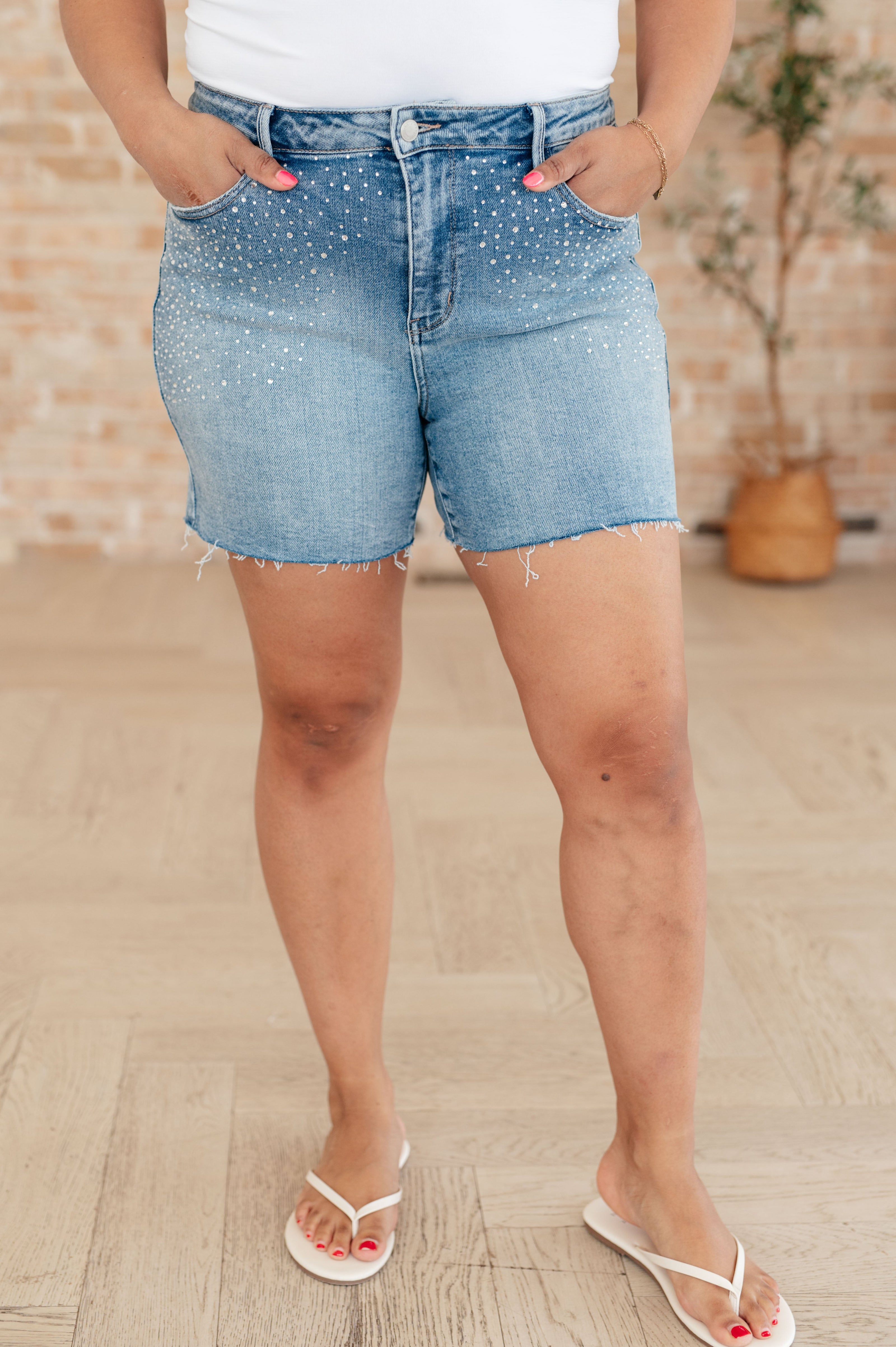 Judy Blue Elle High Rise Rhinestone Cutoff Shorts-Denim-Ave Shops-[option4]-[option5]-[option6]-[option7]-[option8]-Shop-Boutique-Clothing-for-Women-Online
