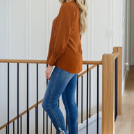 Enjoy This Moment V Neck Blouse In Toffee-Womens-Ave Shops-[option4]-[option5]-[option6]-[option7]-[option8]-Shop-Boutique-Clothing-for-Women-Online