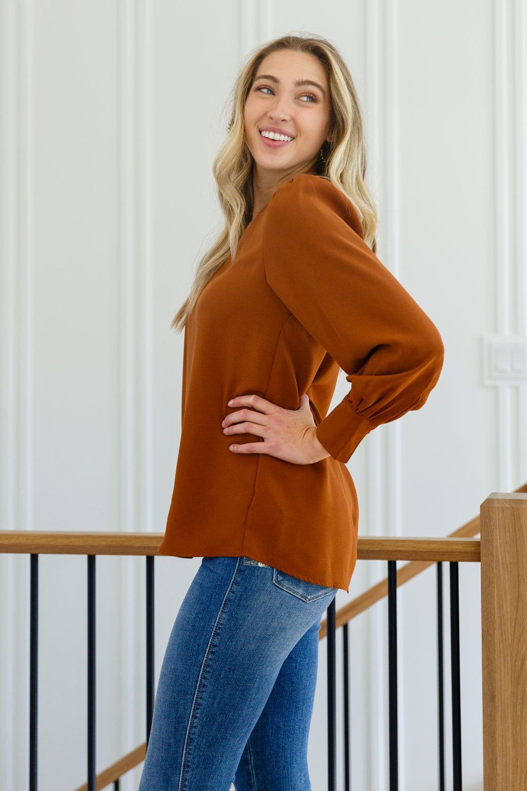 Enjoy This Moment V Neck Blouse In Toffee-Womens-Ave Shops-[option4]-[option5]-[option6]-[option7]-[option8]-Shop-Boutique-Clothing-for-Women-Online