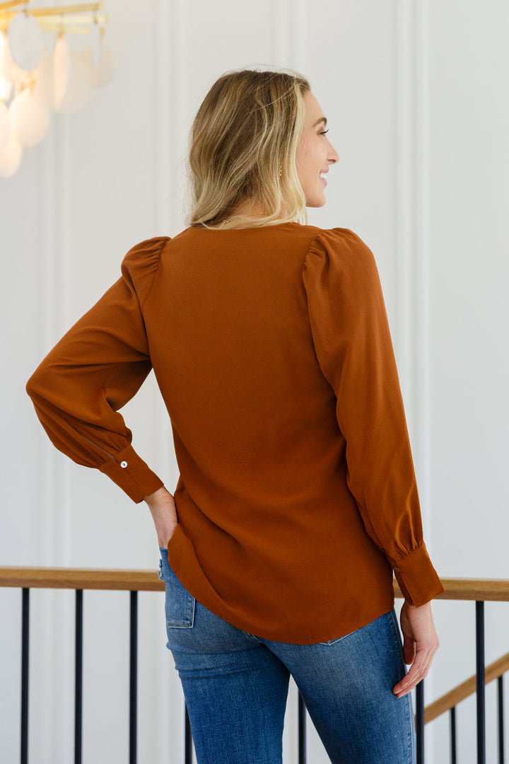 Enjoy This Moment V Neck Blouse In Toffee-Womens-Ave Shops-[option4]-[option5]-[option6]-[option7]-[option8]-Shop-Boutique-Clothing-for-Women-Online