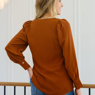 Enjoy This Moment V Neck Blouse In Toffee-Womens-Ave Shops-[option4]-[option5]-[option6]-[option7]-[option8]-Shop-Boutique-Clothing-for-Women-Online