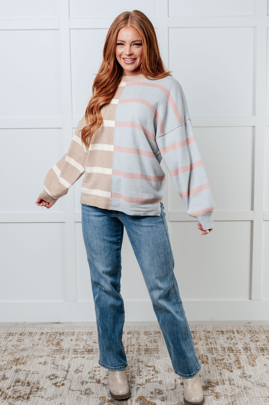 Exceptional Thought Striped Patchwork Sweater-Tops-Ave Shops-[option4]-[option5]-[option6]-[option7]-[option8]-Shop-Boutique-Clothing-for-Women-Online