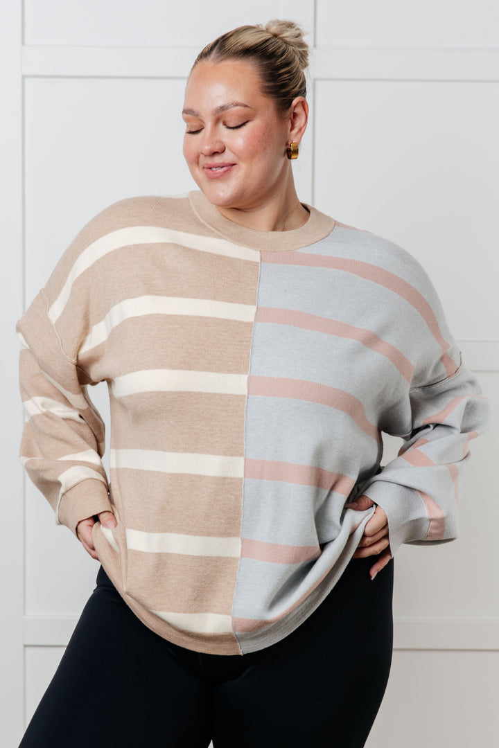 Exceptional Thought Striped Patchwork Sweater-Tops-Ave Shops-[option4]-[option5]-[option6]-[option7]-[option8]-Shop-Boutique-Clothing-for-Women-Online