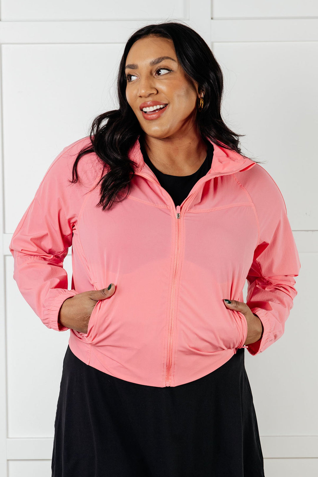 Rae Mode Fit Happens Nylon Tennis Jacket in Coral Rose-Layers-Ave Shops-[option4]-[option5]-[option6]-[option7]-[option8]-Shop-Boutique-Clothing-for-Women-Online