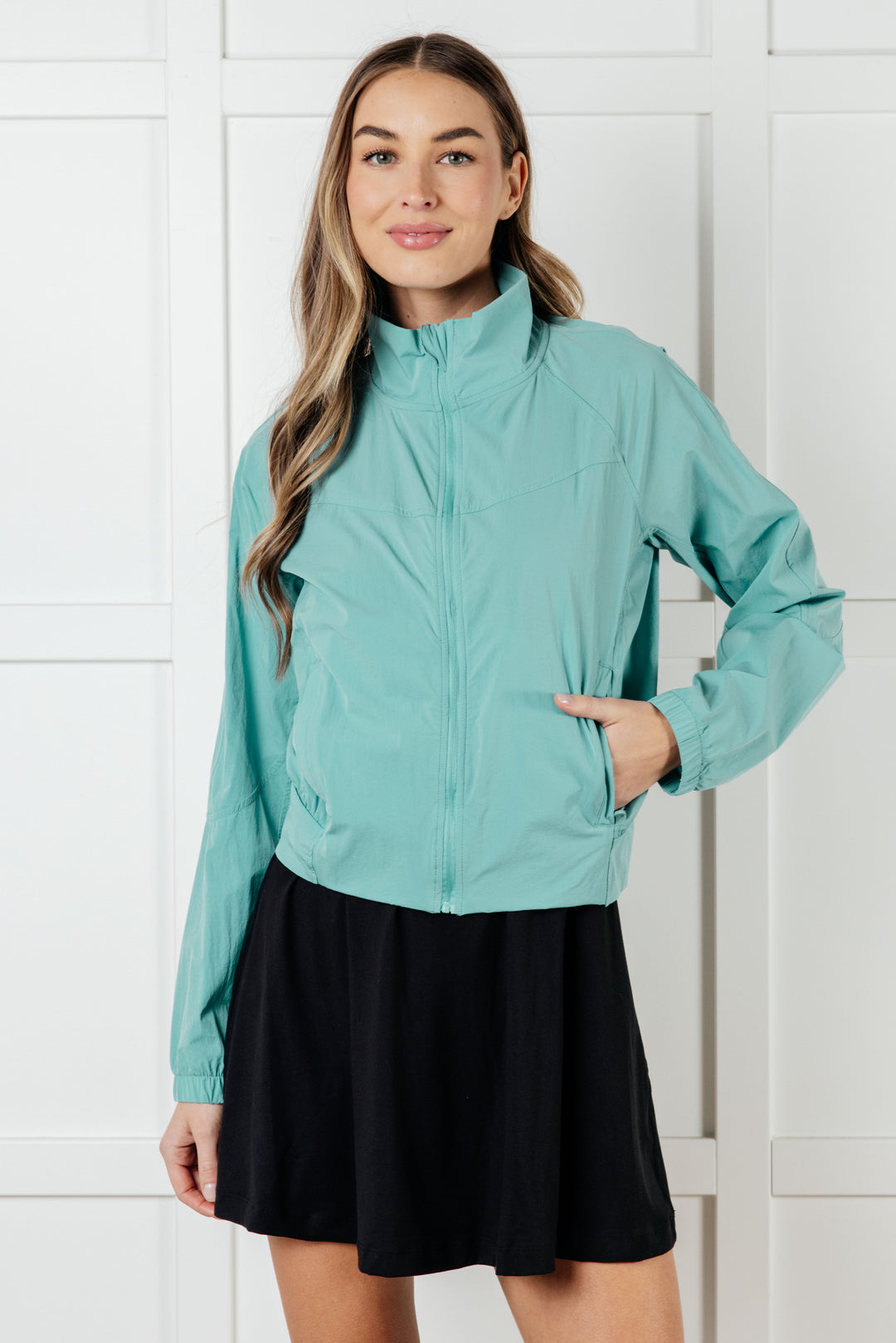 Rae Mode Fit Happens Nylon Tennis Jacket in Tidal Wave-Layers-Ave Shops-[option4]-[option5]-[option6]-[option7]-[option8]-Shop-Boutique-Clothing-for-Women-Online