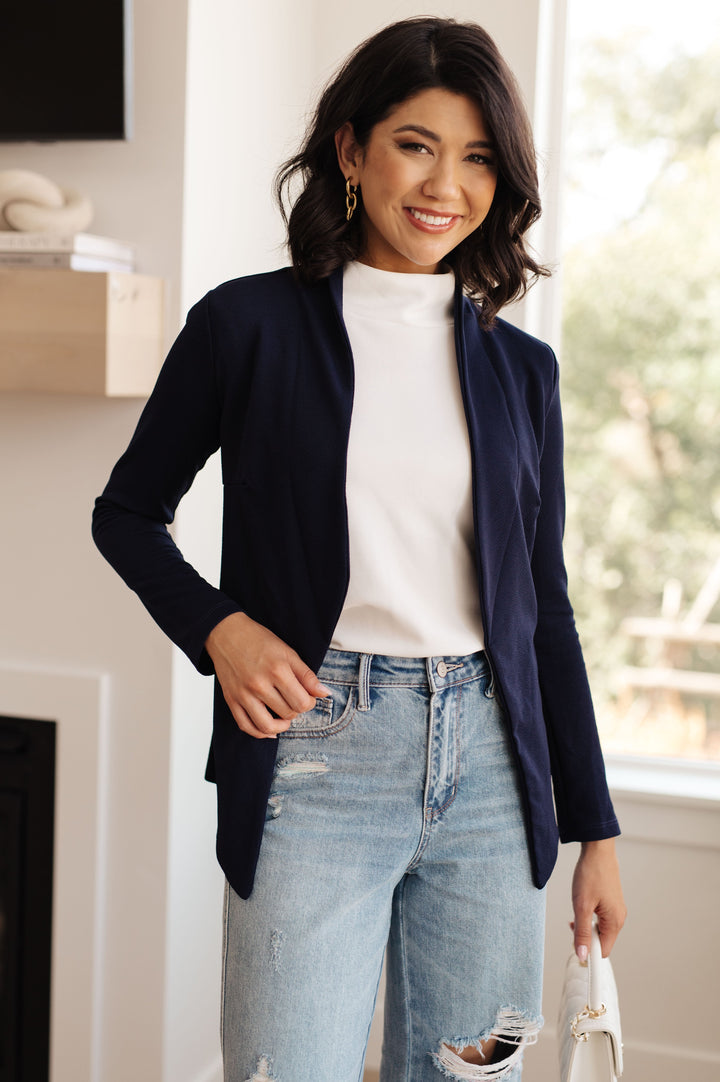 Fitted Blazer in Navy-Layers-Ave Shops-[option4]-[option5]-[option6]-[option7]-[option8]-Shop-Boutique-Clothing-for-Women-Online