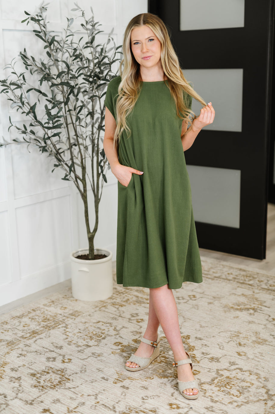 Flatter Me Later Relaxed Dress in Moss-Womens-Ave Shops-[option4]-[option5]-[option6]-[option7]-[option8]-Shop-Boutique-Clothing-for-Women-Online