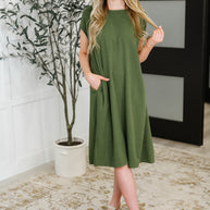 Flatter Me Later Relaxed Dress in Moss-Womens-Ave Shops-[option4]-[option5]-[option6]-[option7]-[option8]-Shop-Boutique-Clothing-for-Women-Online
