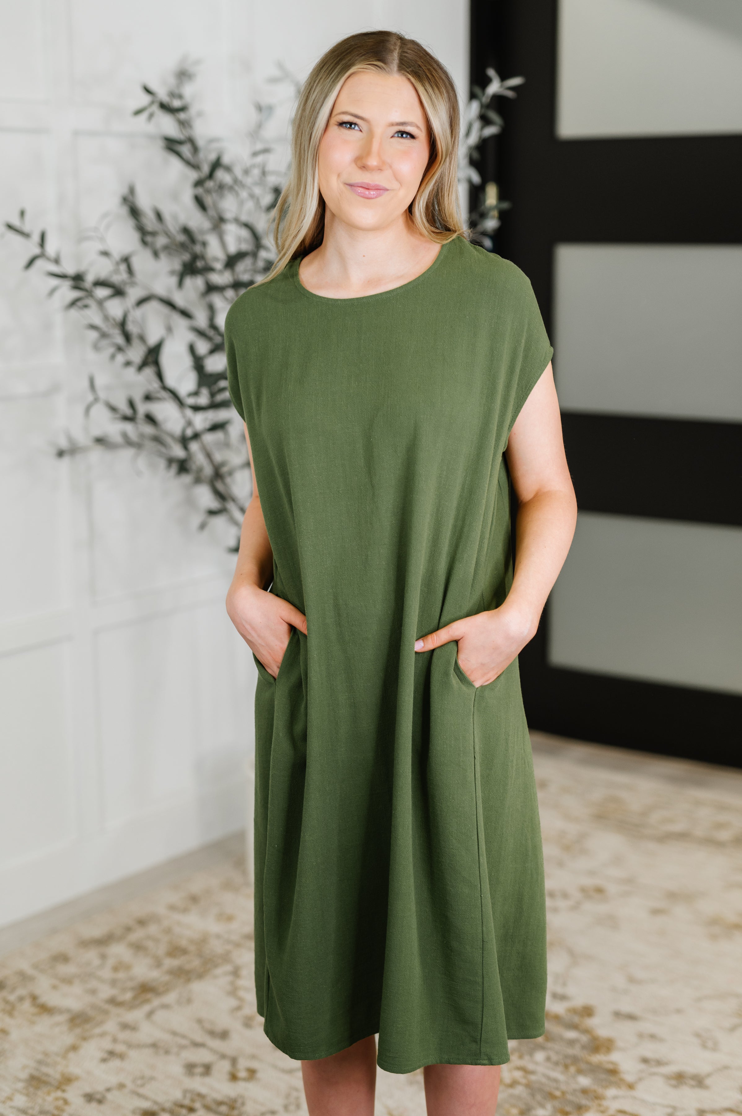 Flatter Me Later Relaxed Dress in Moss-Womens-Ave Shops-[option4]-[option5]-[option6]-[option7]-[option8]-Shop-Boutique-Clothing-for-Women-Online