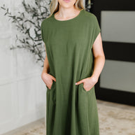 Flatter Me Later Relaxed Dress in Moss-Womens-Ave Shops-[option4]-[option5]-[option6]-[option7]-[option8]-Shop-Boutique-Clothing-for-Women-Online