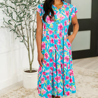 Fleurget Me Not Tiered Flutter Sleeve Dress in Aqua-Womens-Ave Shops-[option4]-[option5]-[option6]-[option7]-[option8]-Shop-Boutique-Clothing-for-Women-Online