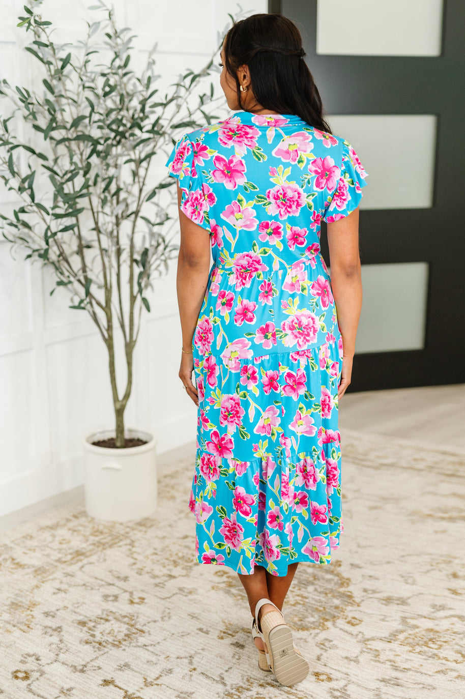 Fleurget Me Not Tiered Flutter Sleeve Dress in Aqua-Womens-Ave Shops-[option4]-[option5]-[option6]-[option7]-[option8]-Shop-Boutique-Clothing-for-Women-Online