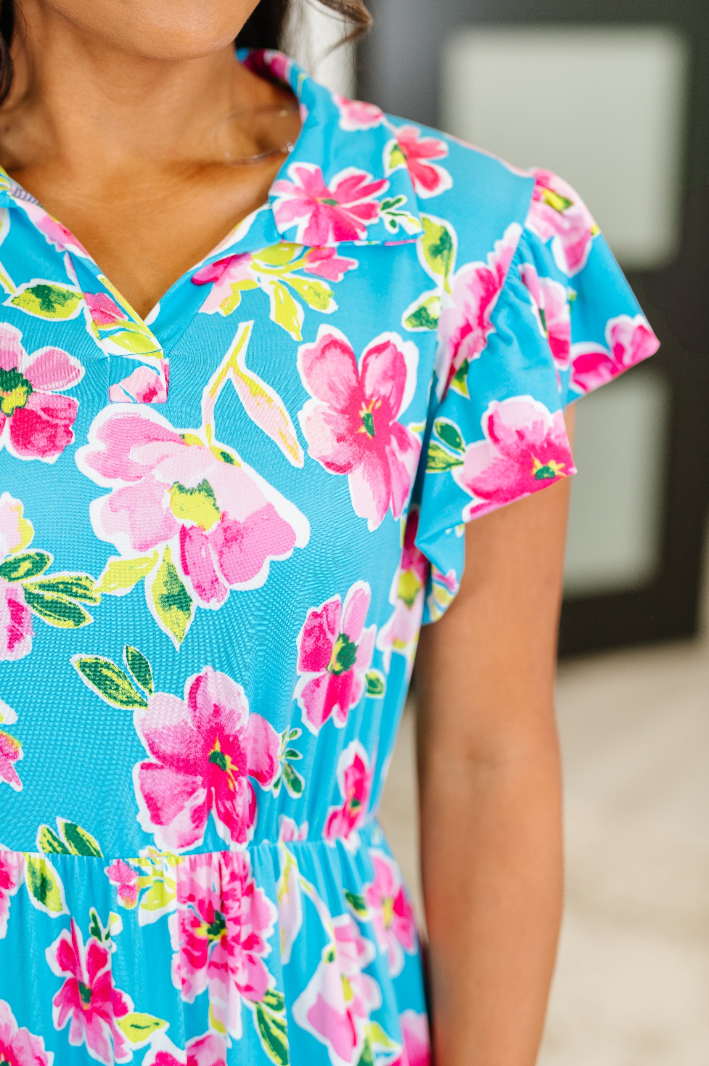 Fleurget Me Not Tiered Flutter Sleeve Dress in Aqua-Womens-Ave Shops-[option4]-[option5]-[option6]-[option7]-[option8]-Shop-Boutique-Clothing-for-Women-Online