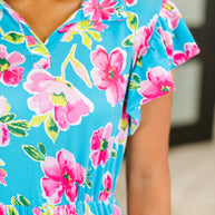 Fleurget Me Not Tiered Flutter Sleeve Dress in Aqua-Womens-Ave Shops-[option4]-[option5]-[option6]-[option7]-[option8]-Shop-Boutique-Clothing-for-Women-Online