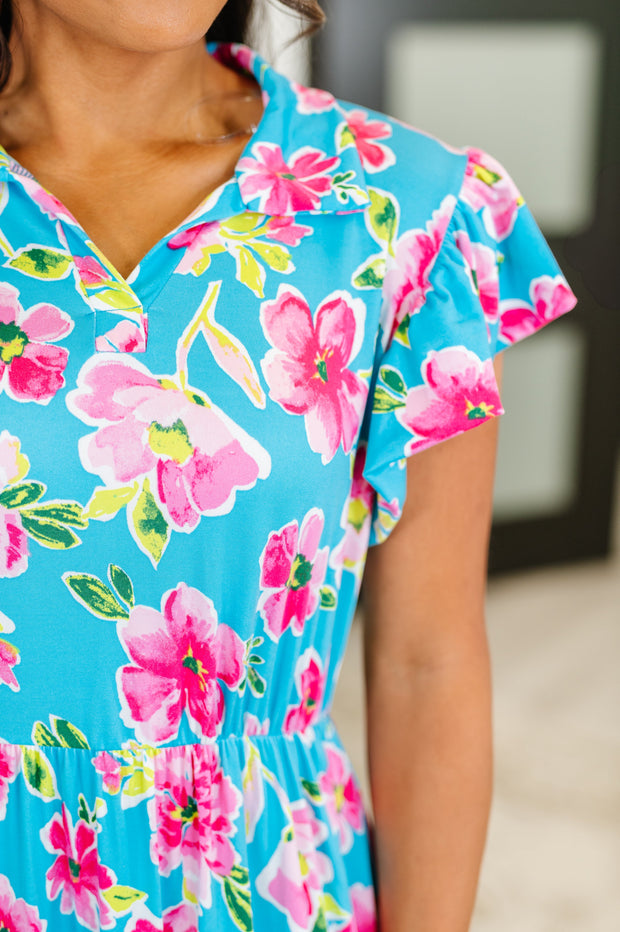 Fleurget Me Not Tiered Flutter Sleeve Dress in Aqua-Womens-Ave Shops-[option4]-[option5]-[option6]-[option7]-[option8]-Shop-Boutique-Clothing-for-Women-Online