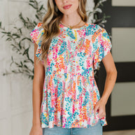 Flirt Alert Flutter Sleeve Top in Ivory-Womens-Ave Shops-[option4]-[option5]-[option6]-[option7]-[option8]-Shop-Boutique-Clothing-for-Women-Online