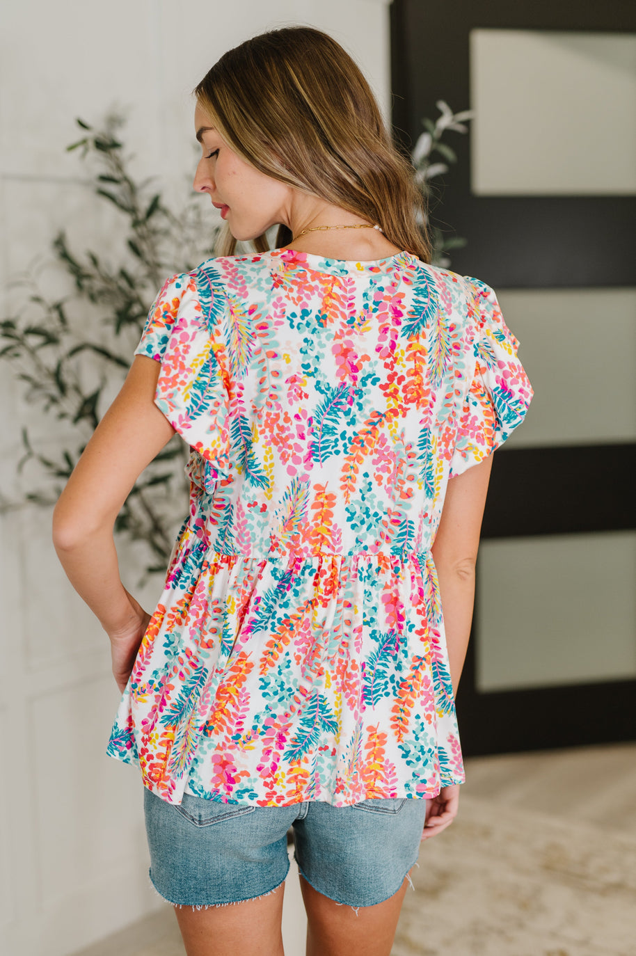 Flirt Alert Flutter Sleeve Top in Ivory-Womens-Ave Shops-[option4]-[option5]-[option6]-[option7]-[option8]-Shop-Boutique-Clothing-for-Women-Online