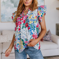 Floral Impressions Blouse-Tops-Ave Shops-[option4]-[option5]-[option6]-[option7]-[option8]-Shop-Boutique-Clothing-for-Women-Online