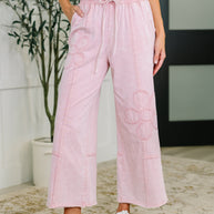 PREORDER: Flower Applique Cropped Flare Bottoms in Light Pink-Womens-Ave Shops-[option4]-[option5]-[option6]-[option7]-[option8]-Shop-Boutique-Clothing-for-Women-Online