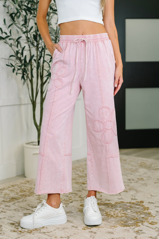 PREORDER: Flower Applique Cropped Flare Bottoms in Light Pink-Womens-Ave Shops-[option4]-[option5]-[option6]-[option7]-[option8]-Shop-Boutique-Clothing-for-Women-Online