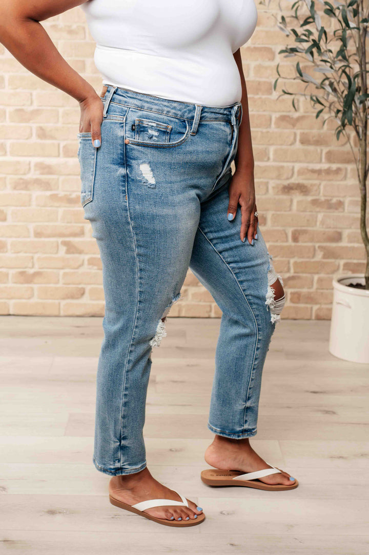 Judy Blue Frankie High Waist Distressed Boyfriend Jeans-Womens-Ave Shops-[option4]-[option5]-[option6]-[option7]-[option8]-Shop-Boutique-Clothing-for-Women-Online
