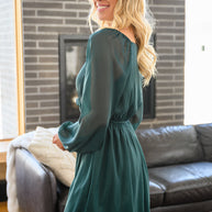 Front And Center Balloon Sleeve Dress in Green-Womens-Ave Shops-[option4]-[option5]-[option6]-[option7]-[option8]-Shop-Boutique-Clothing-for-Women-Online