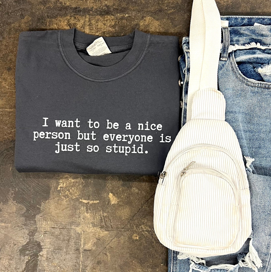 I Want to Be Nice Tee- graphite-cc-Knox and Nell Wholesale-[option4]-[option5]-[option6]-[option7]-[option8]-Shop-Boutique-Clothing-for-Women-Online