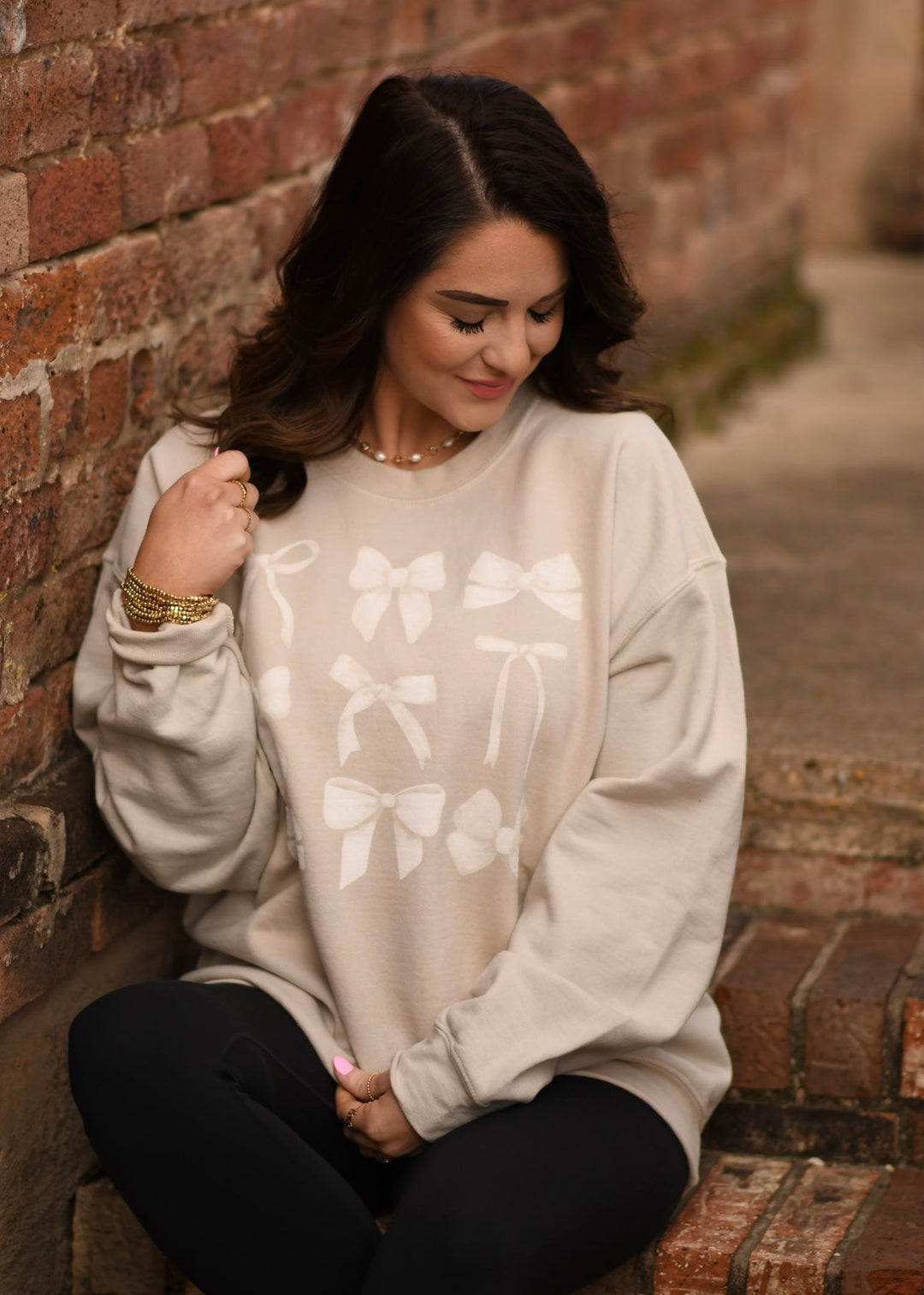 White Bows Sweatshirt-P&PD Wholesale-[option4]-[option5]-[option6]-[option7]-[option8]-Shop-Boutique-Clothing-for-Women-Online