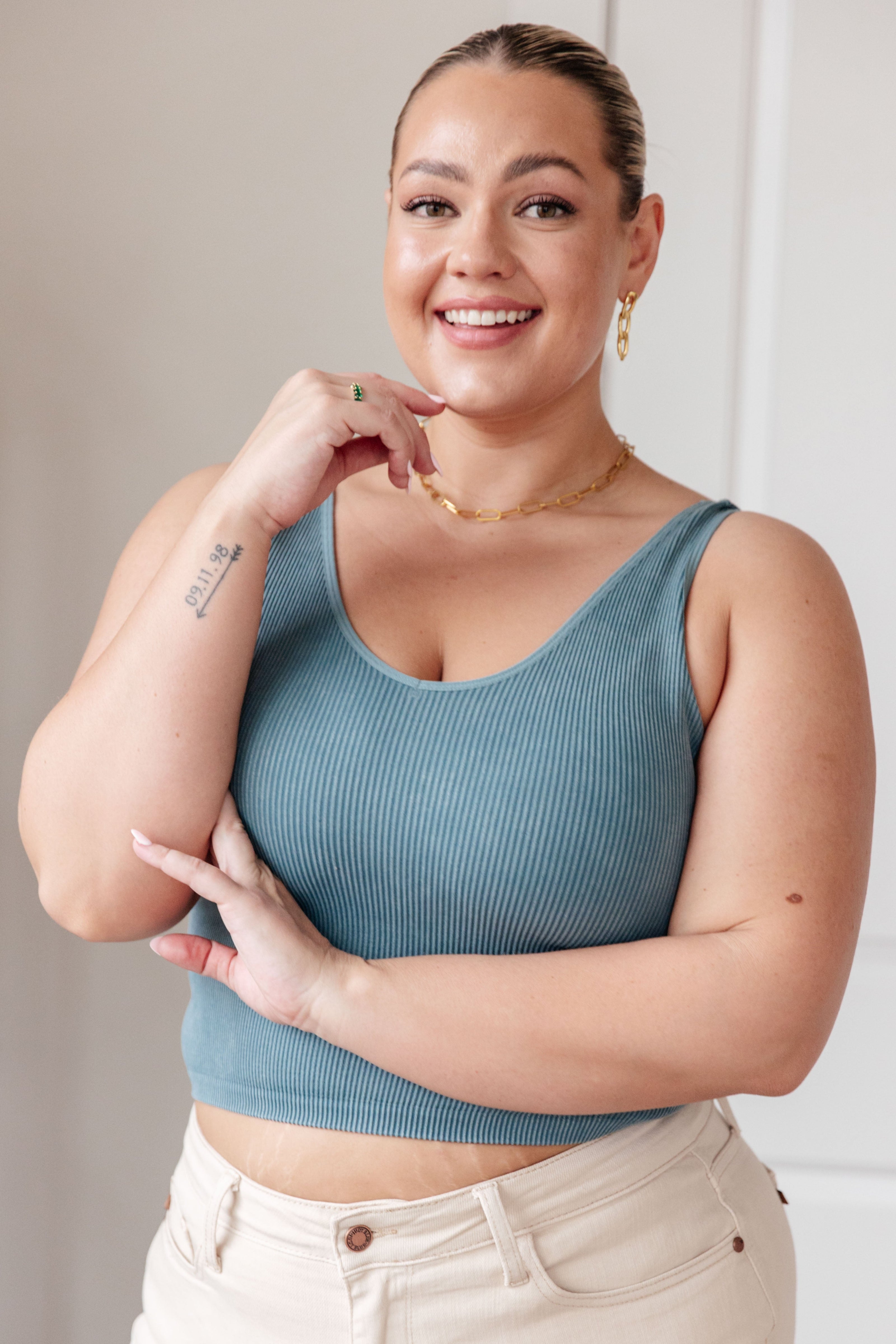 Fundamentals Ribbed Seamless Reversible Tank in Vintage Blue-Womens-Ave Shops-[option4]-[option5]-[option6]-[option7]-[option8]-Shop-Boutique-Clothing-for-Women-Online