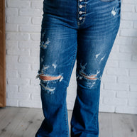 Judy Blue Gabriella Mid Rise Distressed Button Fly Flare-Womens-Ave Shops-[option4]-[option5]-[option6]-[option7]-[option8]-Shop-Boutique-Clothing-for-Women-Online