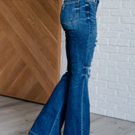 Judy Blue Gabriella Mid Rise Distressed Button Fly Flare-Womens-Ave Shops-[option4]-[option5]-[option6]-[option7]-[option8]-Shop-Boutique-Clothing-for-Women-Online