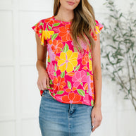 Garden Giggles Flutter Sleeve Top-Womens-Ave Shops-[option4]-[option5]-[option6]-[option7]-[option8]-Shop-Boutique-Clothing-for-Women-Online