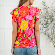 Garden Giggles Flutter Sleeve Top-Womens-Ave Shops-[option4]-[option5]-[option6]-[option7]-[option8]-Shop-Boutique-Clothing-for-Women-Online