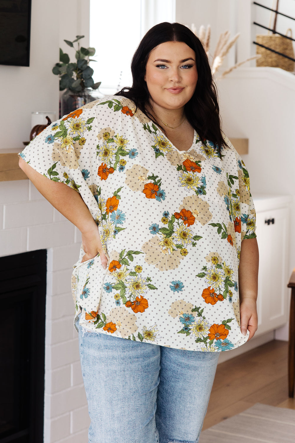 Good Morning Floral V-Neck Blouse-Tops-Ave Shops-[option4]-[option5]-[option6]-[option7]-[option8]-Shop-Boutique-Clothing-for-Women-Online