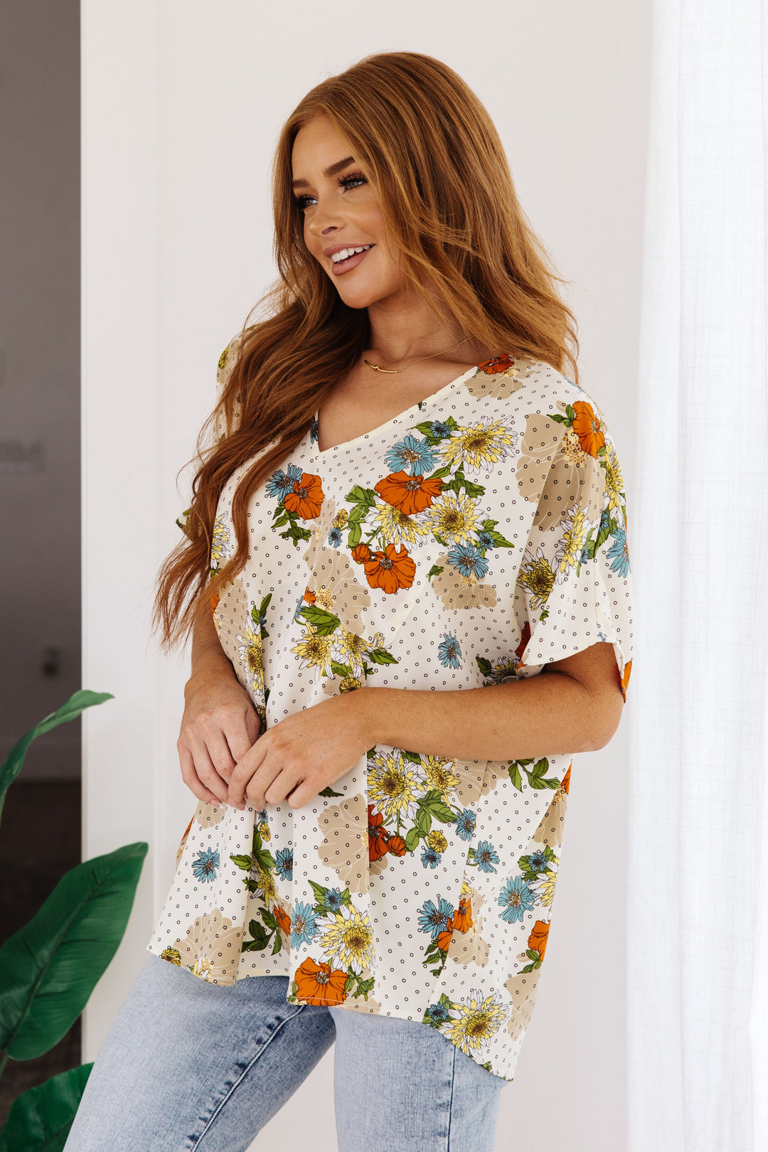 Good Morning Floral V-Neck Blouse-Tops-Ave Shops-[option4]-[option5]-[option6]-[option7]-[option8]-Shop-Boutique-Clothing-for-Women-Online