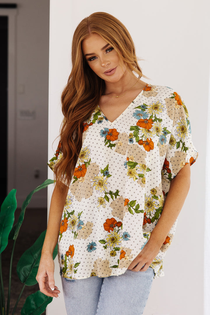 Good Morning Floral V-Neck Blouse-Tops-Ave Shops-[option4]-[option5]-[option6]-[option7]-[option8]-Shop-Boutique-Clothing-for-Women-Online