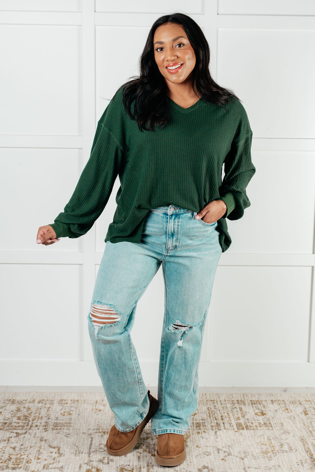 Good Things Are Coming V-Neck Top in Green-Tops-Ave Shops-[option4]-[option5]-[option6]-[option7]-[option8]-Shop-Boutique-Clothing-for-Women-Online