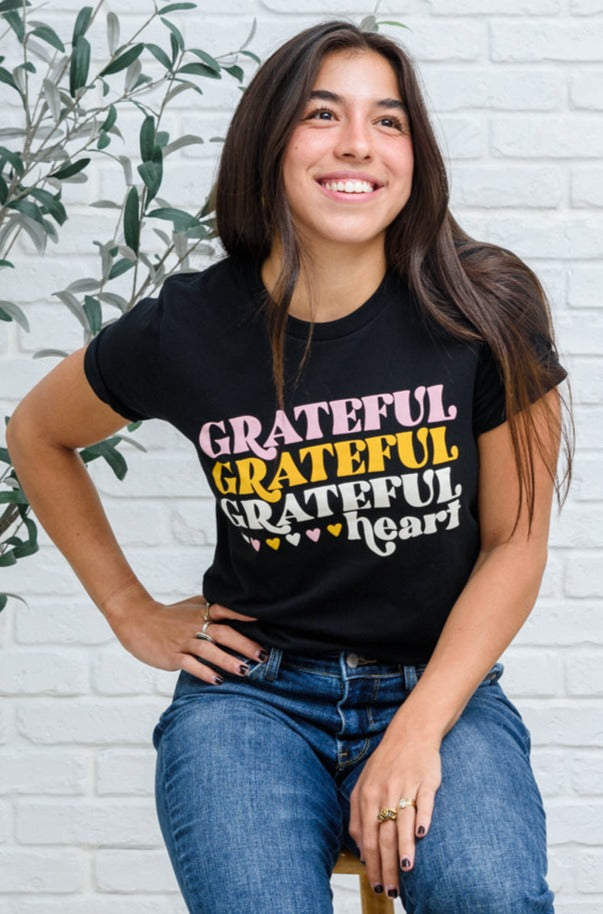 Grateful Heart Graphic T-Shirt In Black-Womens-Ave Shops-[option4]-[option5]-[option6]-[option7]-[option8]-Shop-Boutique-Clothing-for-Women-Online