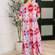 PREORDER: Half Sleeve Poplin Woven Dress in Pink and Blue Floral-Womens-Ave Shops-[option4]-[option5]-[option6]-[option7]-[option8]-Shop-Boutique-Clothing-for-Women-Online