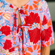 PREORDER: Half Sleeve Poplin Woven Dress in Pink and Blue Floral-Womens-Ave Shops-[option4]-[option5]-[option6]-[option7]-[option8]-Shop-Boutique-Clothing-for-Women-Online