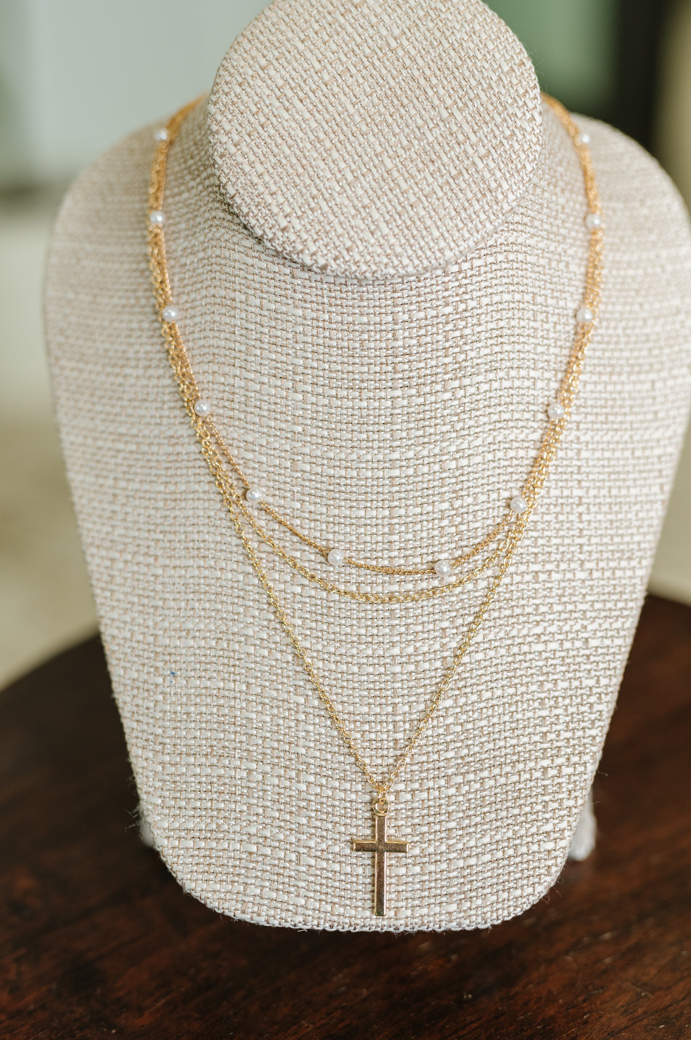 Halo Hues Cross Pendant Layered Necklace Set in Gold-Womens-Ave Shops-[option4]-[option5]-[option6]-[option7]-[option8]-Shop-Boutique-Clothing-for-Women-Online