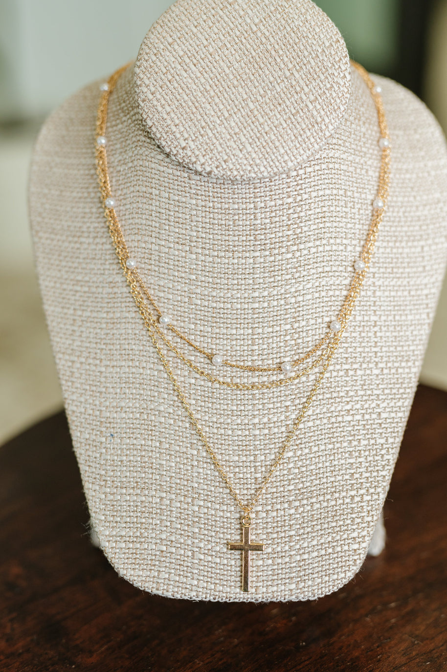 Halo Hues Cross Pendant Layered Necklace Set in Gold-Womens-Ave Shops-[option4]-[option5]-[option6]-[option7]-[option8]-Shop-Boutique-Clothing-for-Women-Online