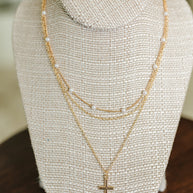 Halo Hues Cross Pendant Layered Necklace Set in Gold-Womens-Ave Shops-[option4]-[option5]-[option6]-[option7]-[option8]-Shop-Boutique-Clothing-for-Women-Online
