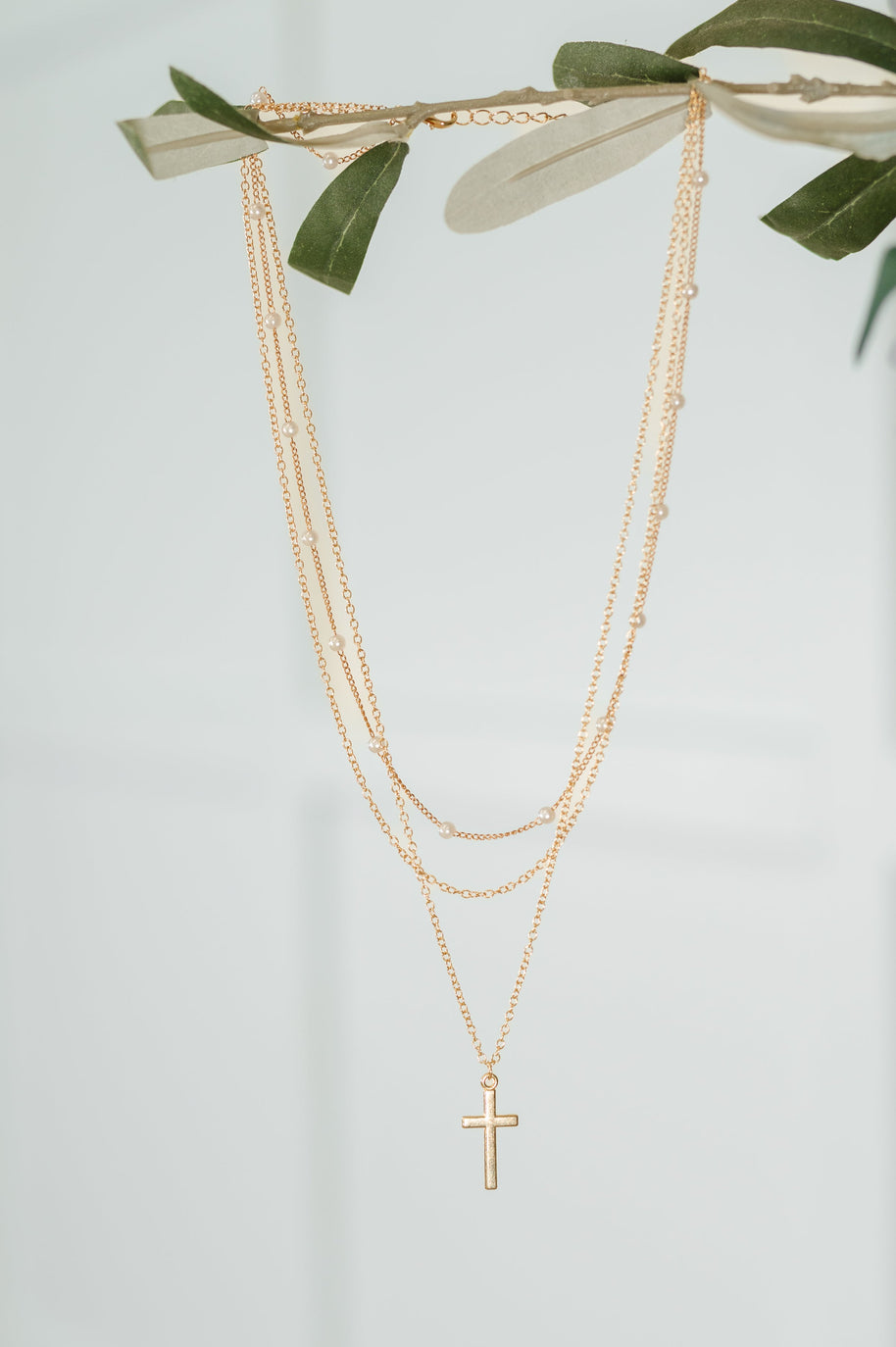 Halo Hues Cross Pendant Layered Necklace Set in Gold-Womens-Ave Shops-[option4]-[option5]-[option6]-[option7]-[option8]-Shop-Boutique-Clothing-for-Women-Online